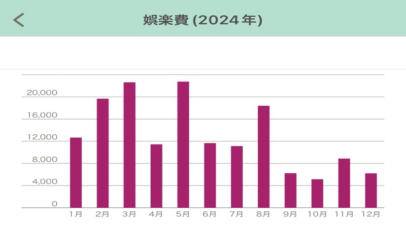 娯楽費の推移　家計簿の振り返り