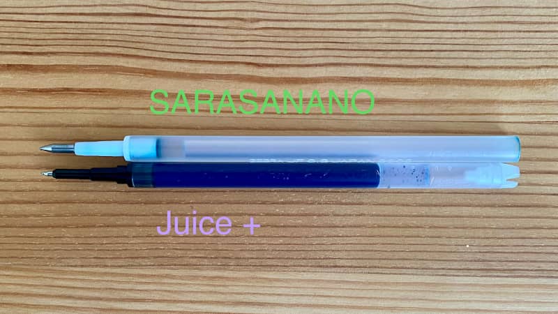 SARASANANOとJuice +の芯を比べてみる
